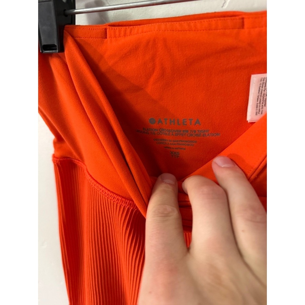 Athleta Women's Orange Ribbed High Waist Workout Leggings Size‎ XXS - Picture 5 of 6